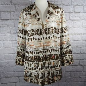 Chico’s size 1 silk abstract print jacket